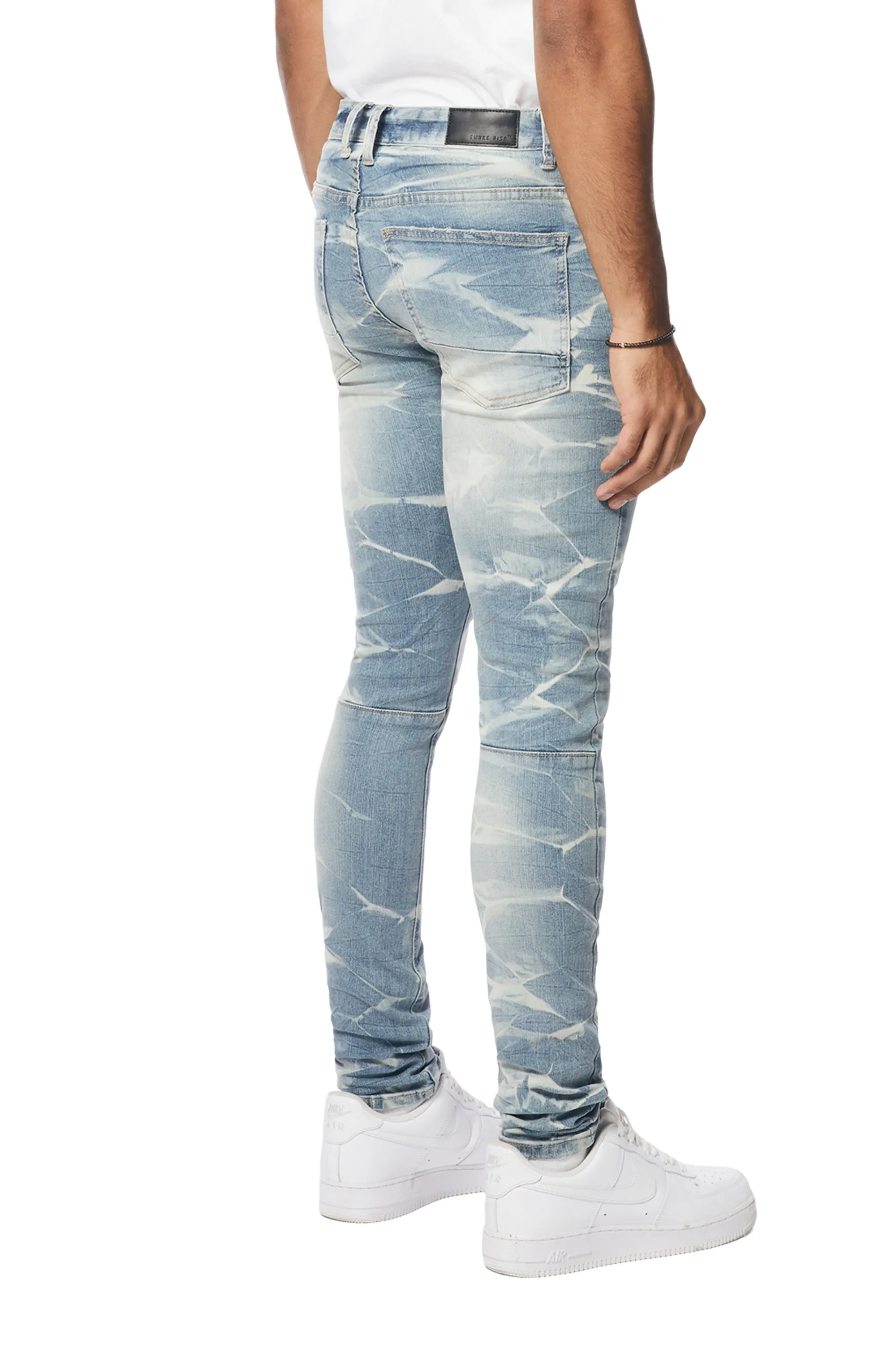 Gun Shot Effect & Lightning Washed Super Skinny Denim Jeans - Clyde Blue