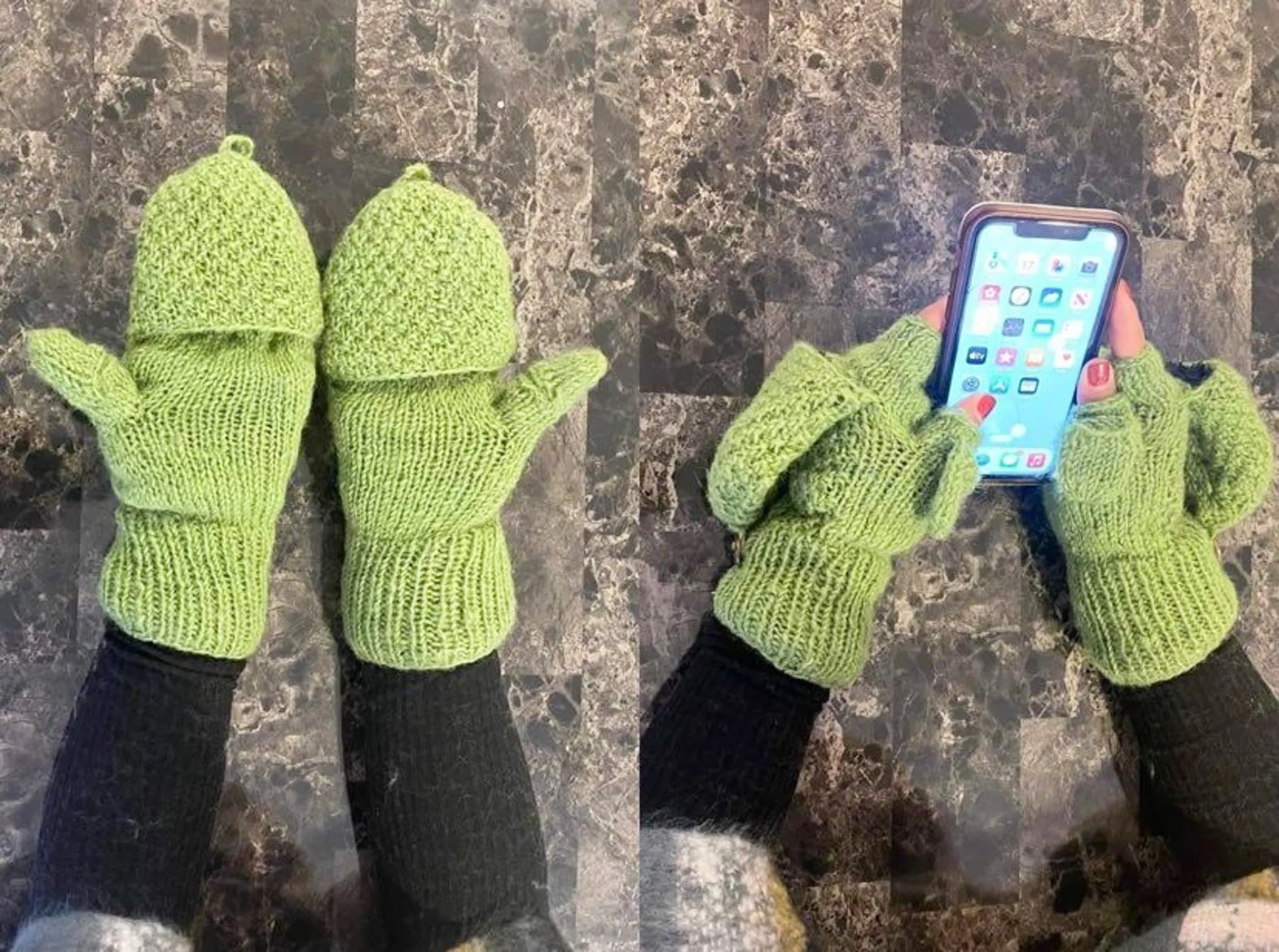 Hand Knitted Merino Wool Convertible Gloves/Mittens