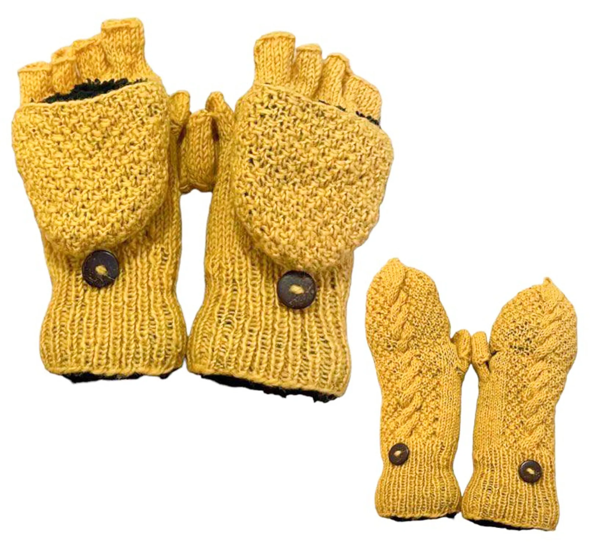 Hand Knitted Merino Wool Convertible Gloves/Mittens