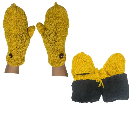 Hand Knitted Merino Wool Convertible Gloves/Mittens