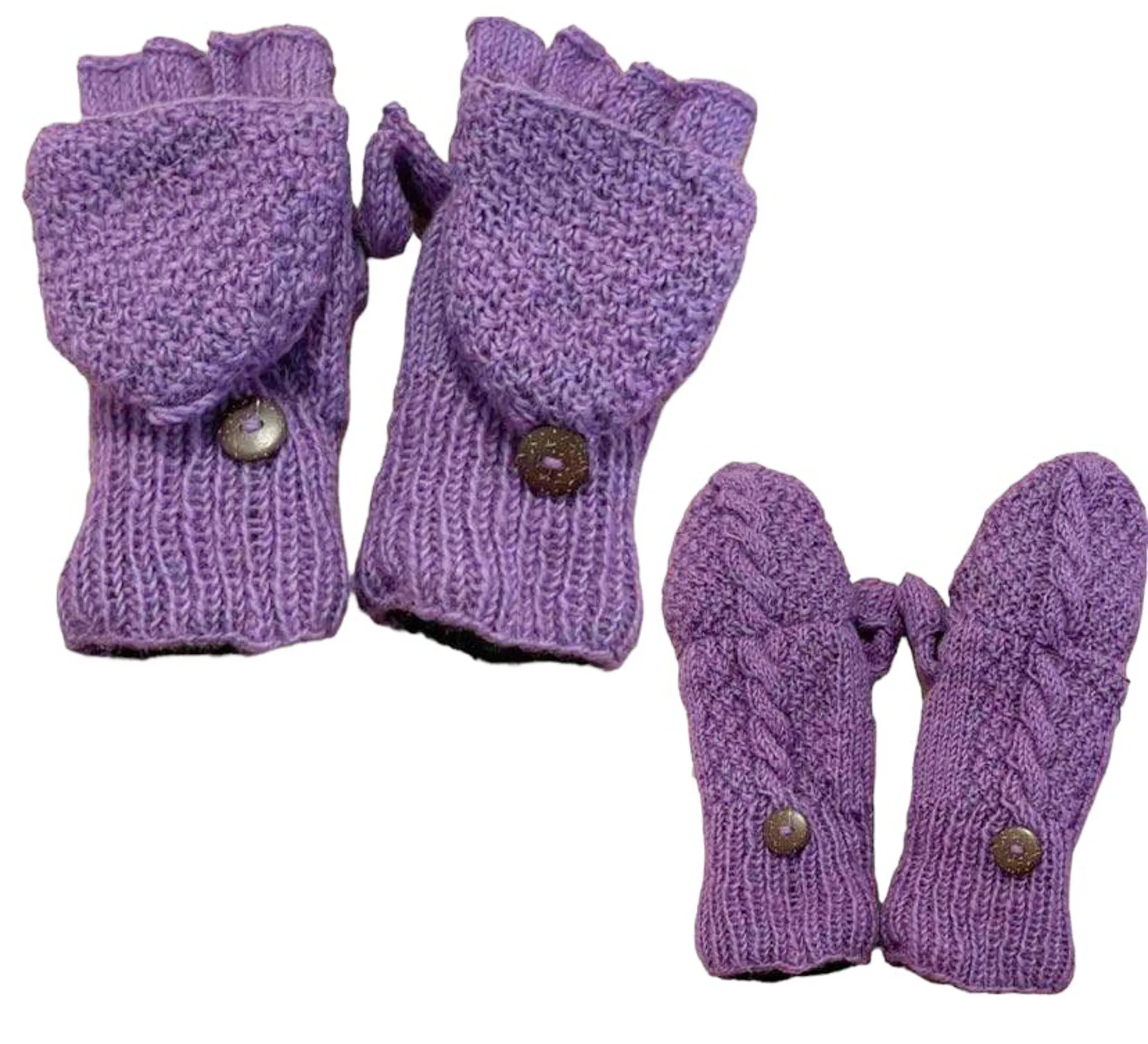 Hand Knitted Merino Wool Convertible Gloves/Mittens