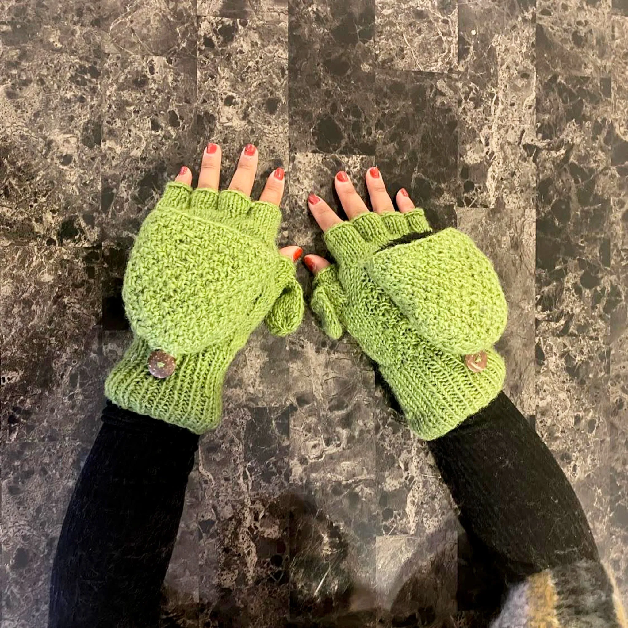 Hand Knitted Merino Wool Convertible Gloves/Mittens