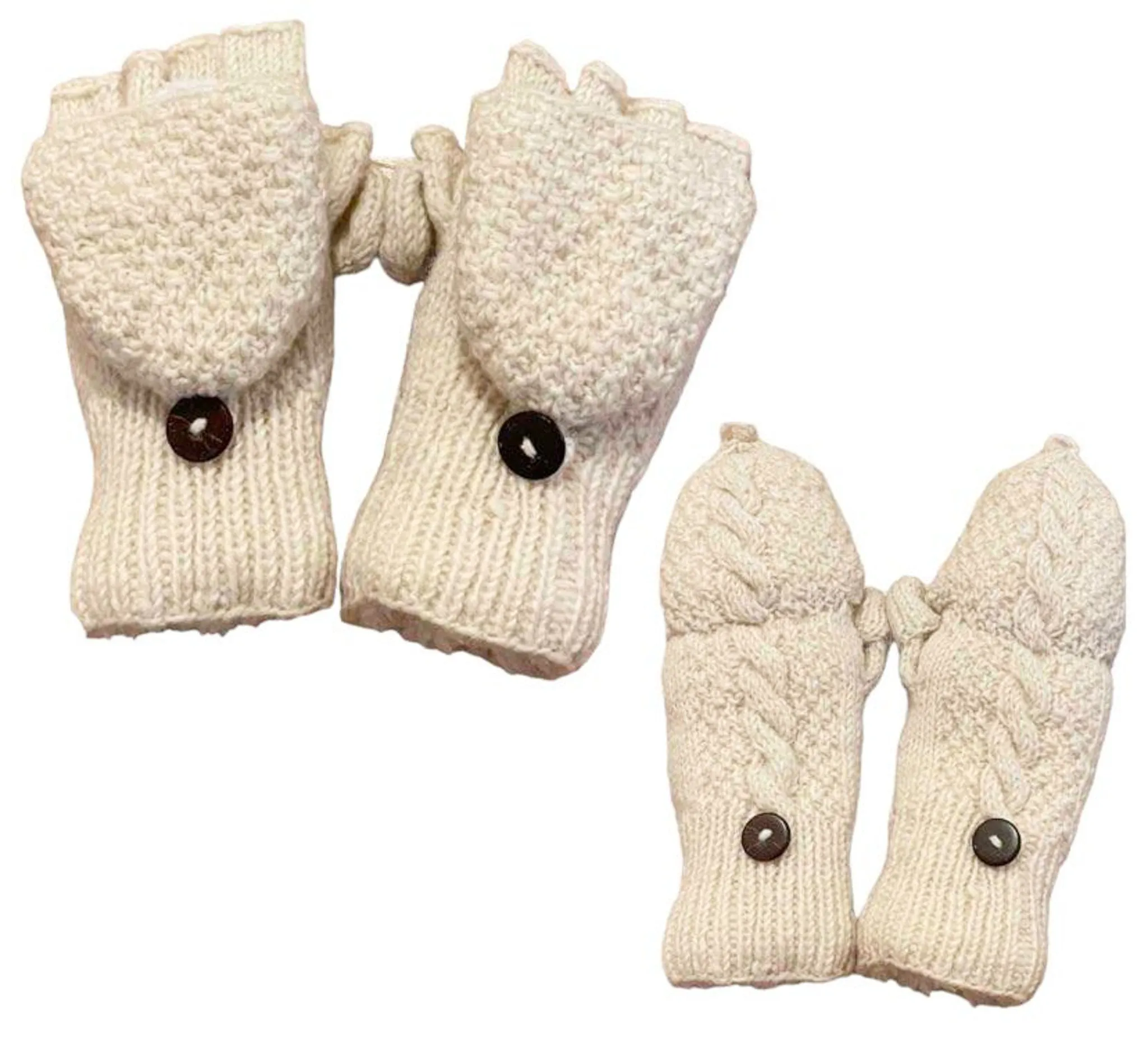 Hand Knitted Merino Wool Convertible Gloves/Mittens