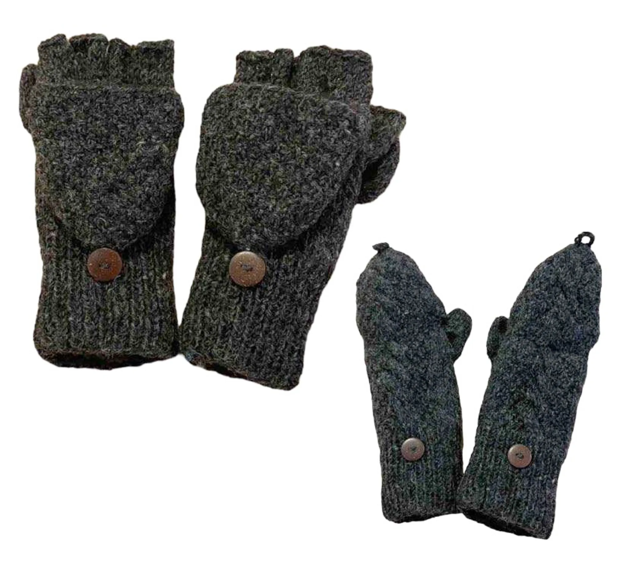 Hand Knitted Merino Wool Convertible Gloves/Mittens