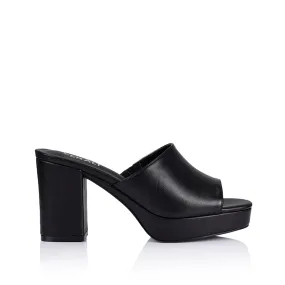 Henry Platform Mules - Black Smooth