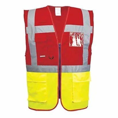 Hi Vis two tone contrast Paris Executive zipped and pockets Vest - C276