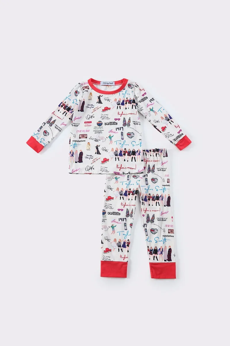 Honeydew Pink music fan print pajamas set