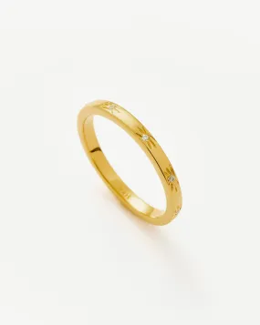 Interstellar Star Studded Stacking Ring | 18ct Gold Plated Vermeil