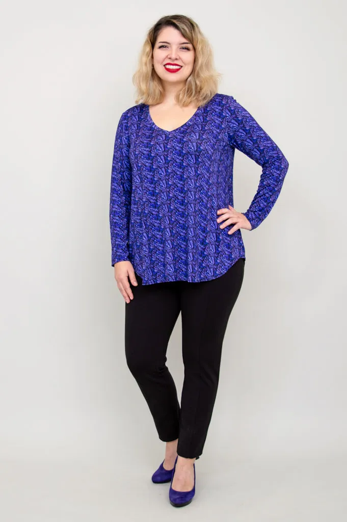 Jackie Long Sleeve, Midnight Leaves, Bamboo - Final Sale