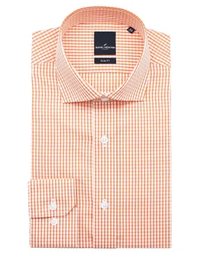 Jacque Business Orange Thin Gingham Shirt