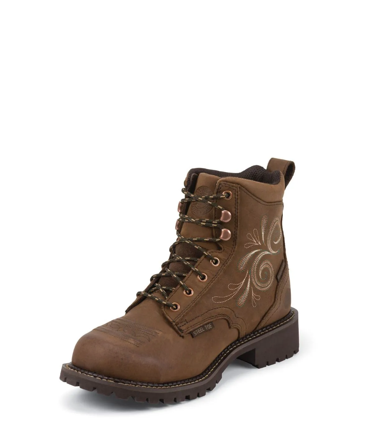 'Justin' Women's 6 Katerina EH WP Steel Toe - Aged Bark Brown