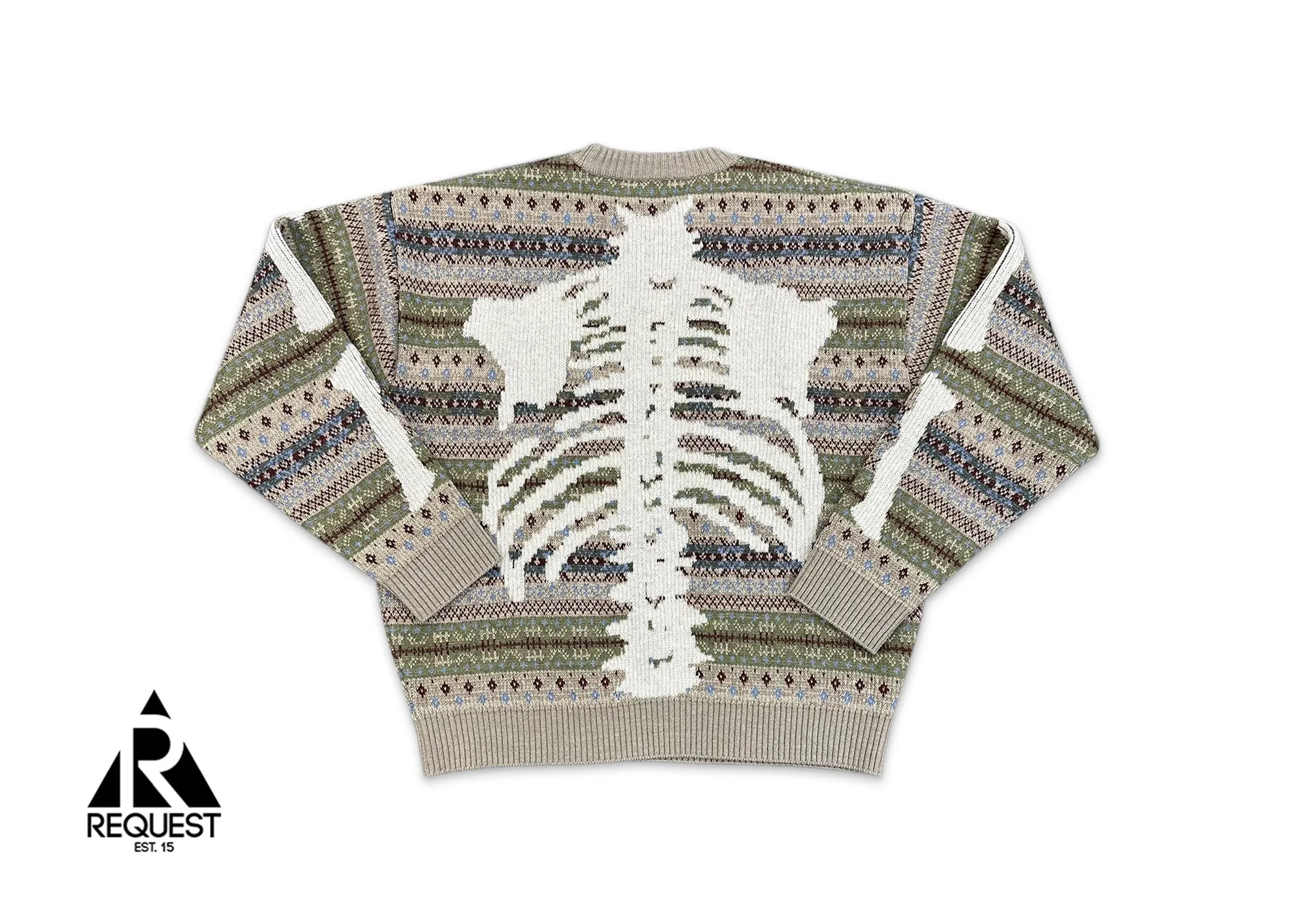 Kapital Skeleton Distressed Jacquard Knit Sweater Saxophone