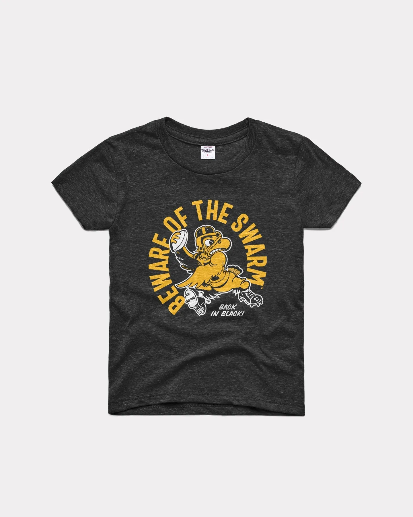 Kids Beware of the Swarm Iowa Black T-Shirt