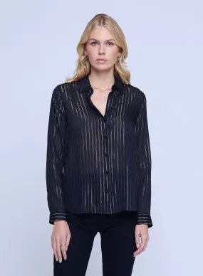 L’agence - Laurent Shirt - Black/Gold Stripe