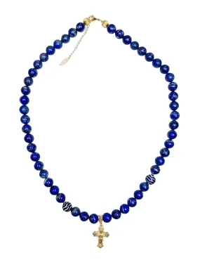 Lapis Cross Men's Necklace MEN01