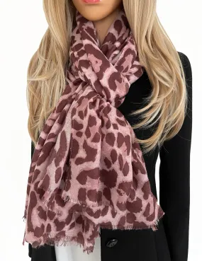 LARGE BLUSH PINK COTTON MIX LEOPARD PRINT SCARF