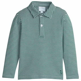 Long Sleeve Polo - Hunter Green Stripe