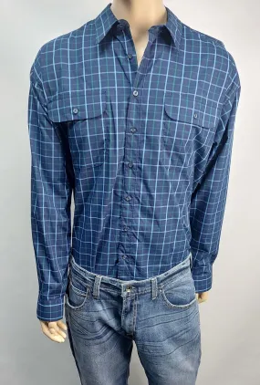 Men's Bisley L/S Navy Check Shirt