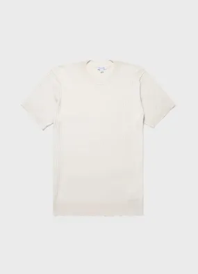 Men's Fine Rib Silk Cotton T-shirt in Ecru