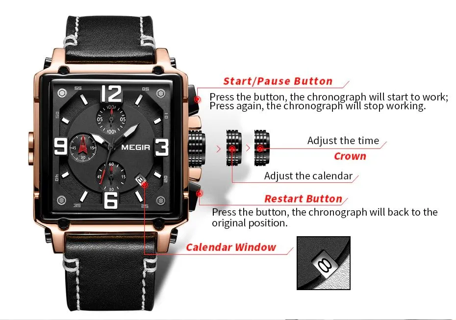 MGR™ Men's Stylish Leather Business Watch