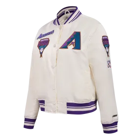 MLB ARIZONA DIAMONDBACKS RETRO CLASSIC WOMEN'S RIB SATIN JACKET (EGGSHELL/ PURPLE)