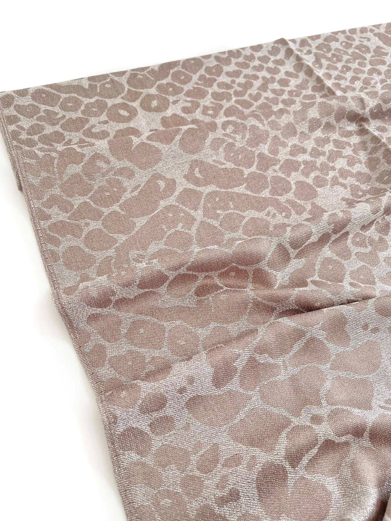 MOCHA SPARKLY METALLIC LEOPARD PRINT EVENING SHAWL SCARF