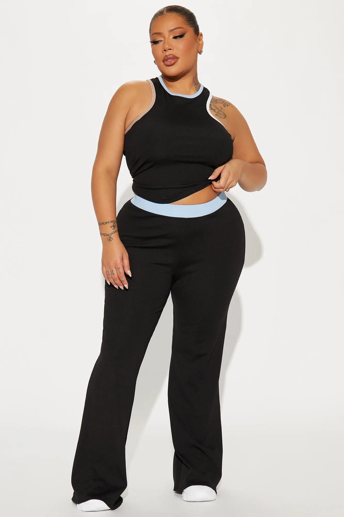 No Expectations Ribbed Pant Set - Black