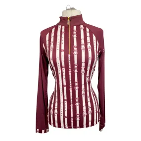 Novella Equestrian 'The Luna' Long Sleeve Shirt in Deep Wine - Women's XXS