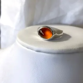 Oval top hessanite garnet ring