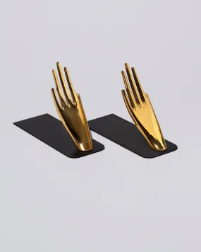 Pair of Hands Brass Bookends Set