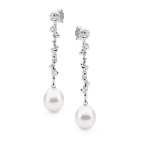 Pearl and Diamond Drop Earrings