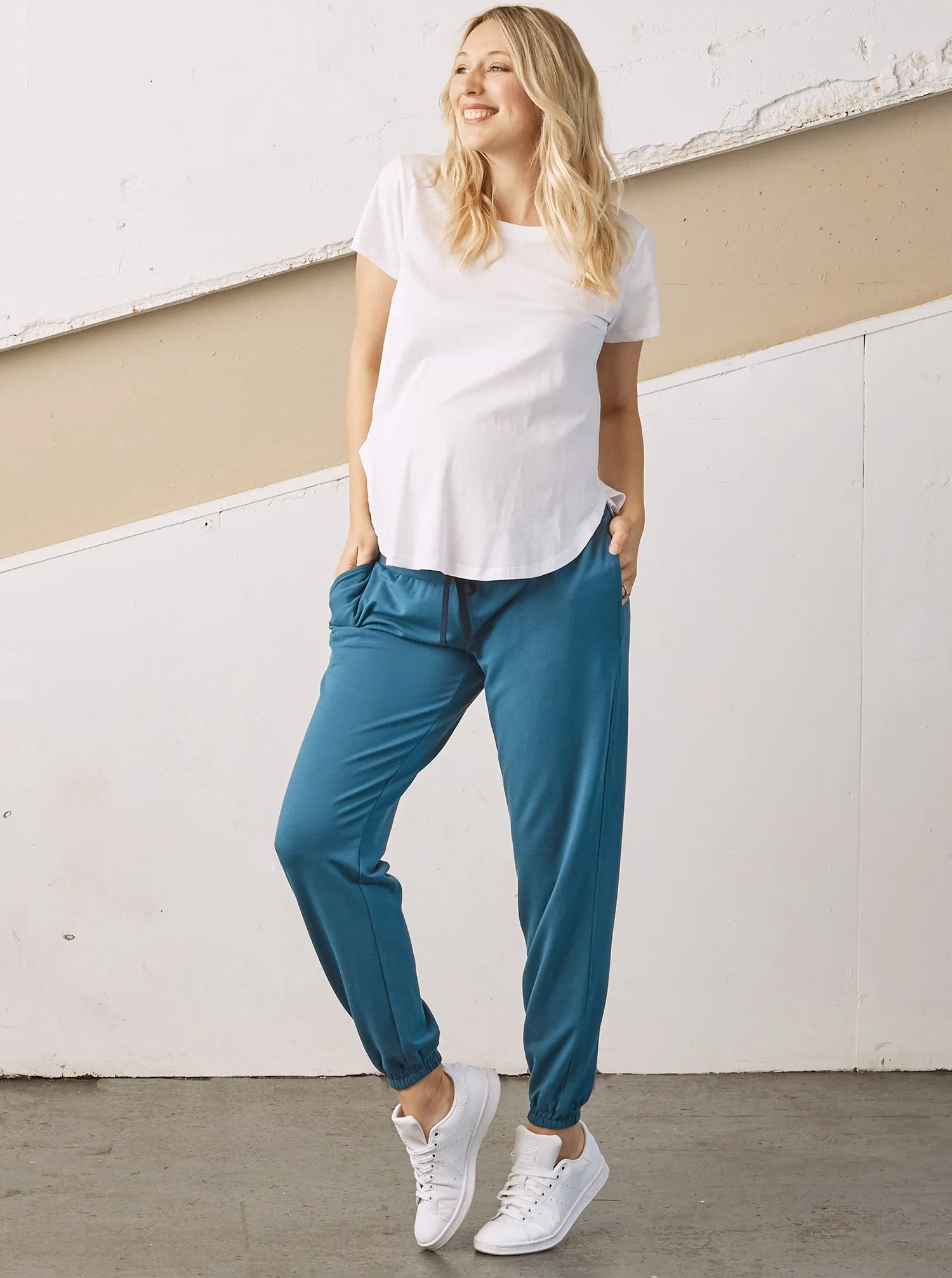 Peta Low Waist Maternity Jogger Pants- Blue