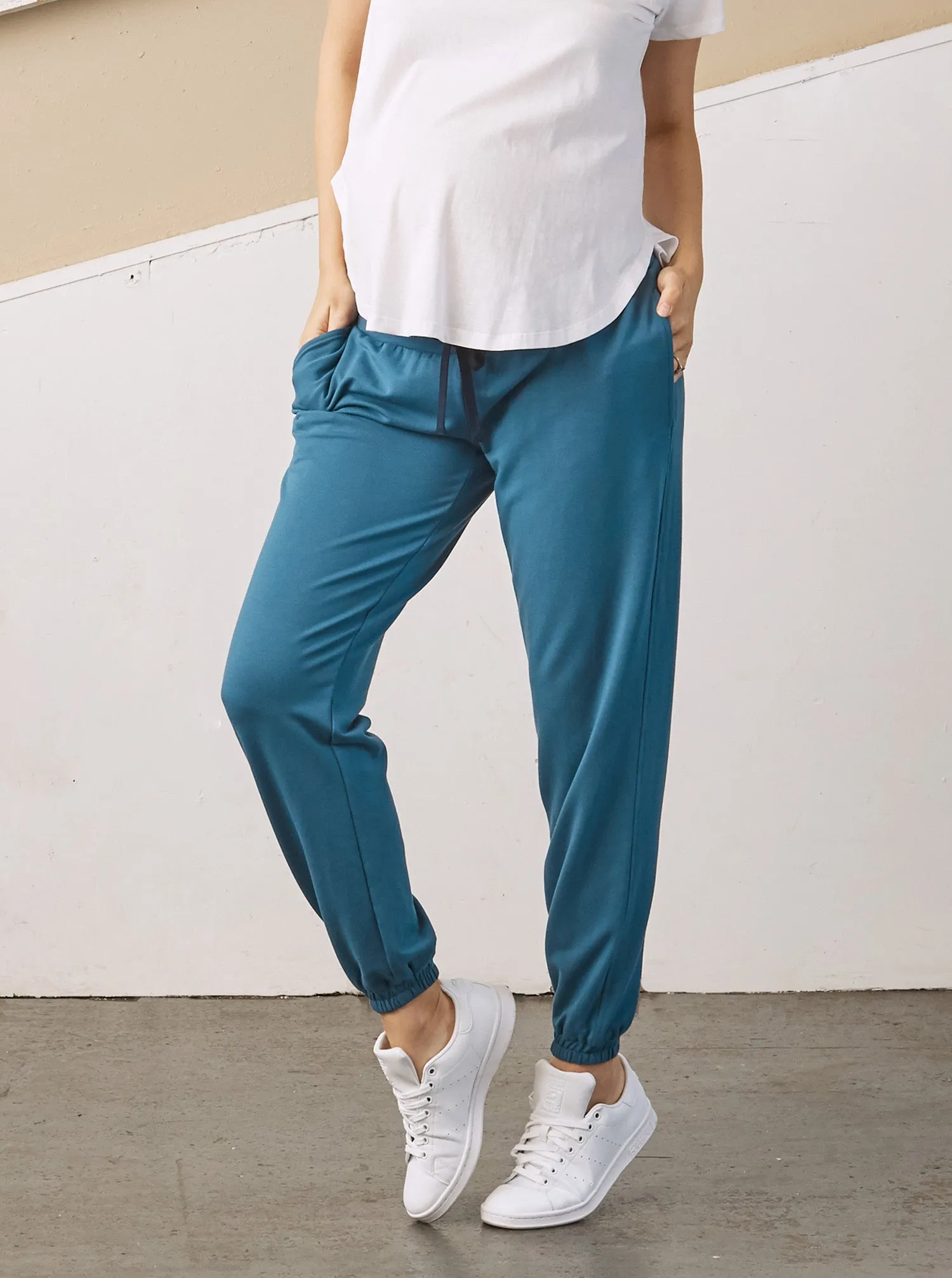 Peta Low Waist Maternity Jogger Pants- Blue