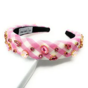 Pink Gingham Padded Headband