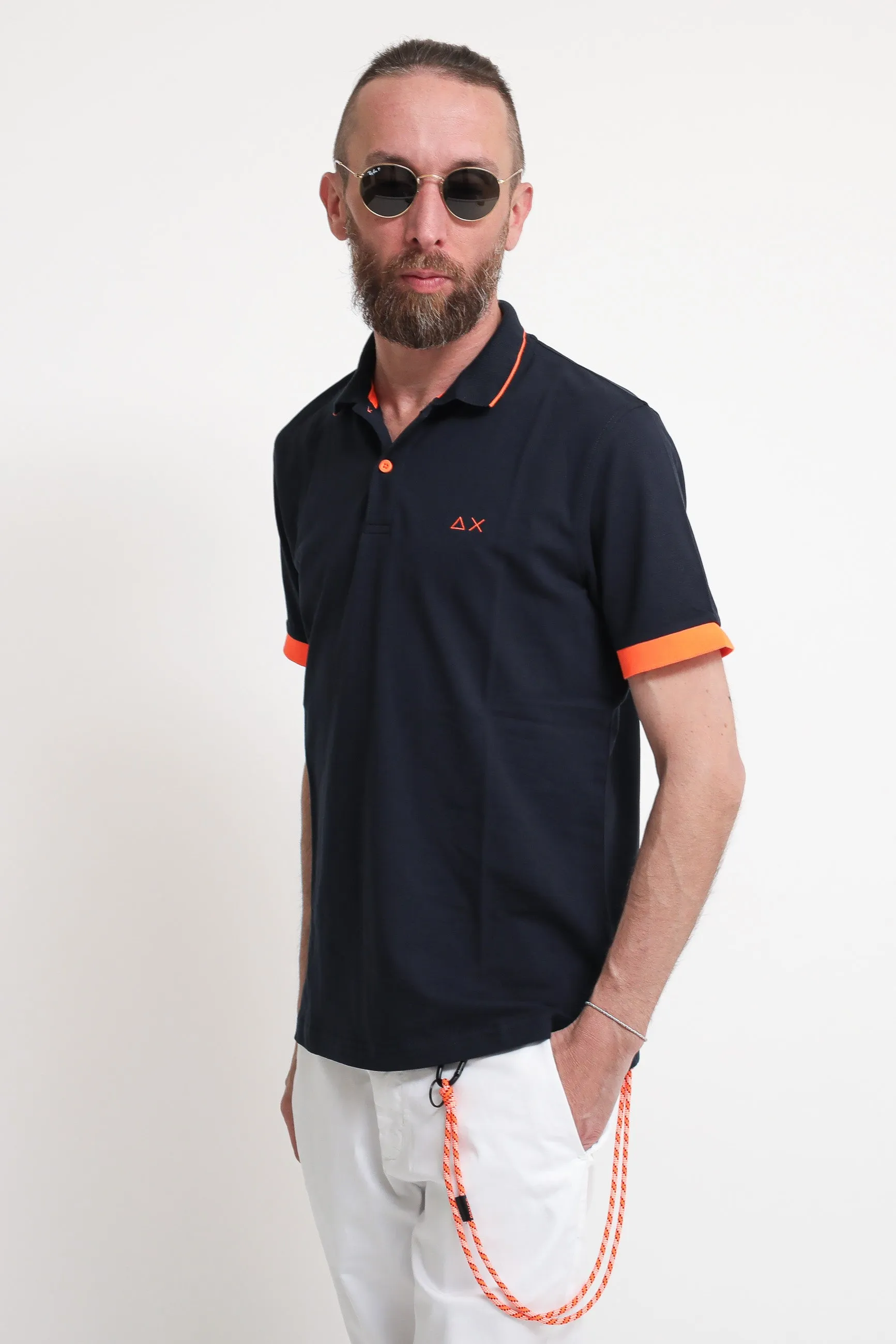 Polo Small Stripes Fluo El - Navy Blue