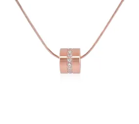 PT118RG B.Tiff Barrel Rose Gold Plated Stainless Steel Pendant Necklace