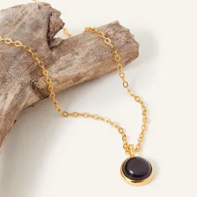 Real Gold Plated Z Black Onyx Pendant Necklace