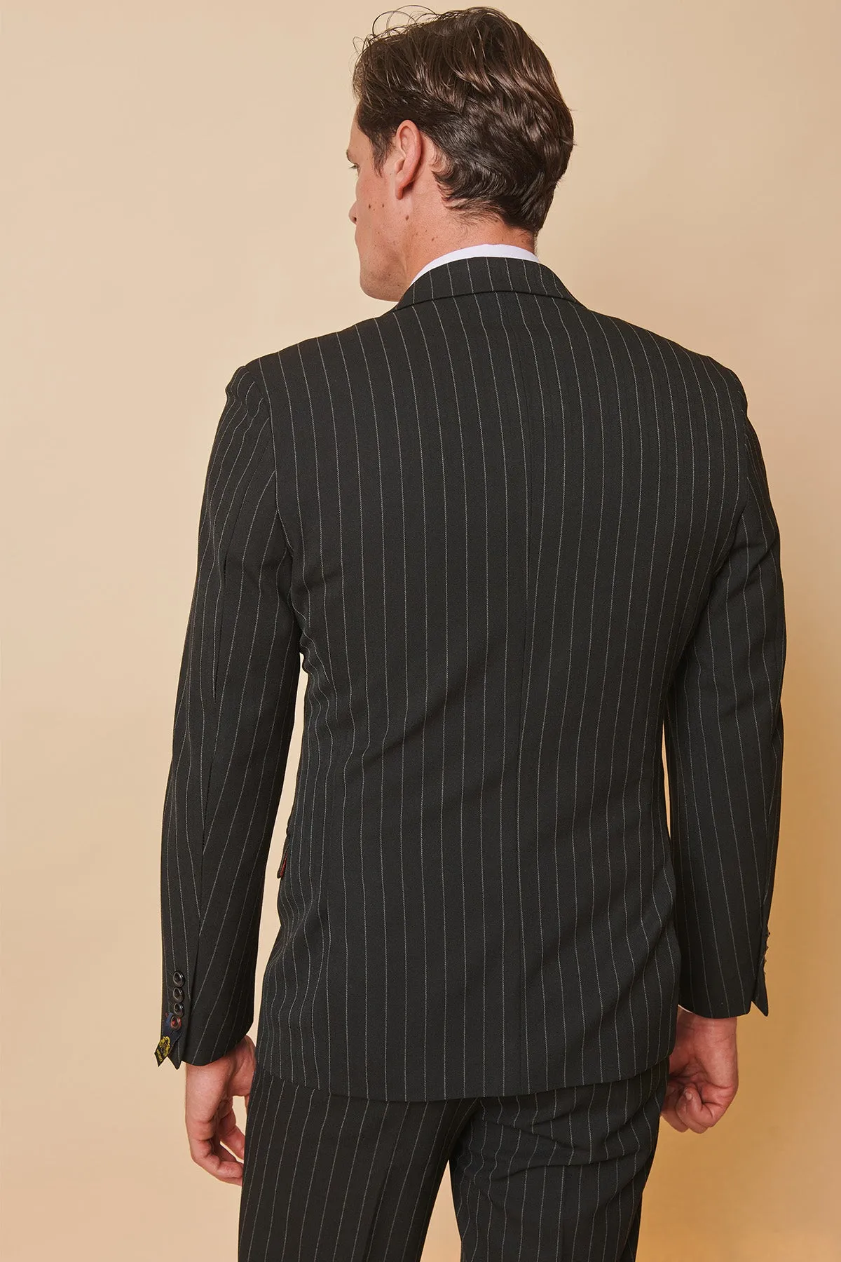 ROCCO - Black Pinstripe Double Breasted Blazer