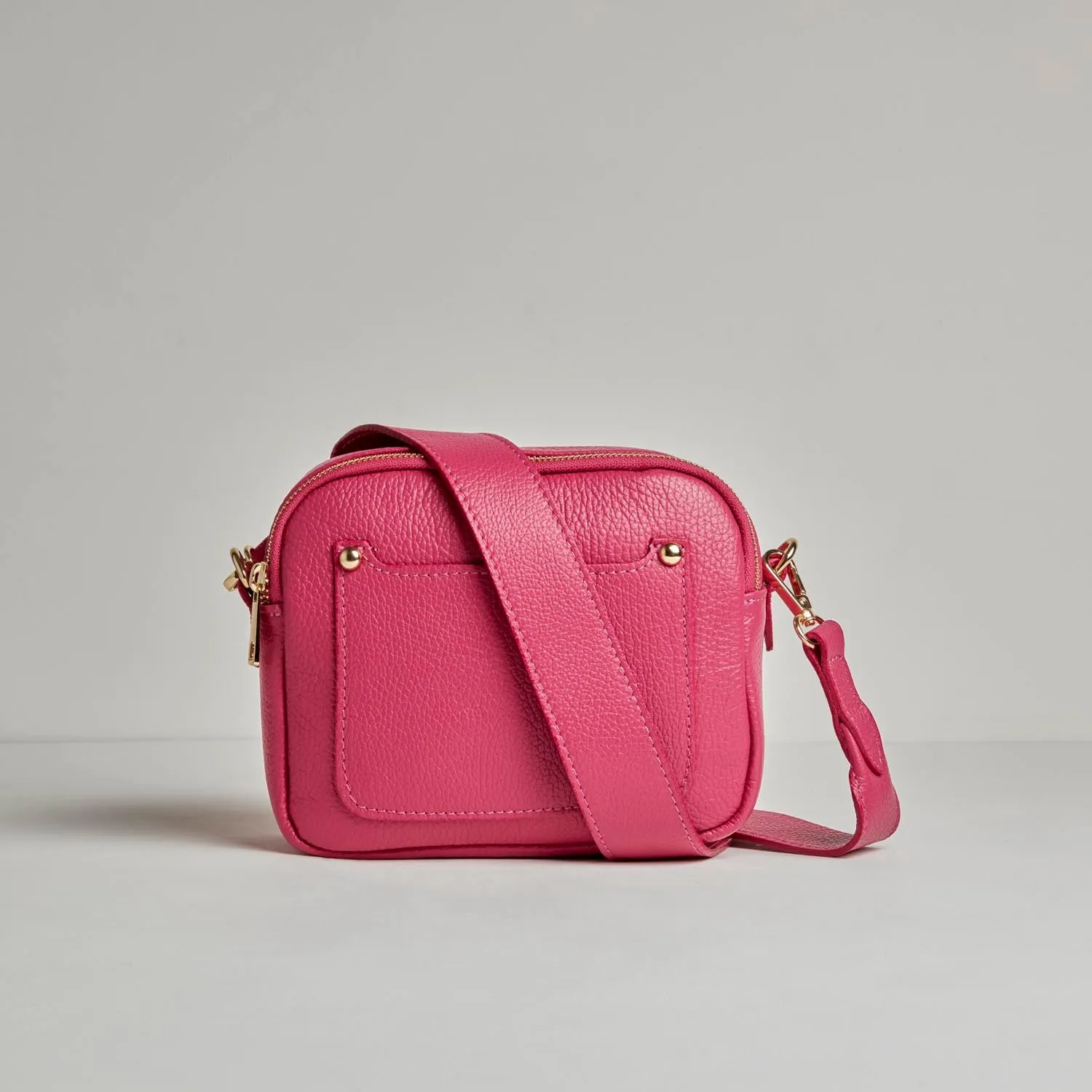 Sienna Crossbody Bag in Fuchsia Pink with Pink and Orange Bohemian Strap