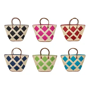 Straw Diamond Tote Bag