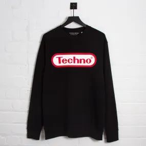 Super Techno Front Print - Sweatshirt - Black