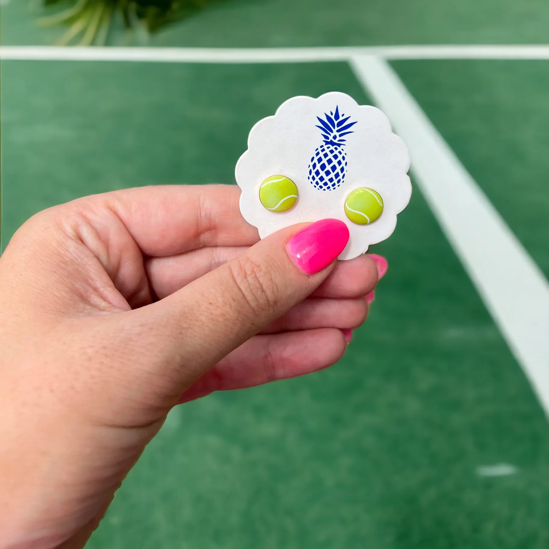 Tennis Ball Enamel Stud Earrings