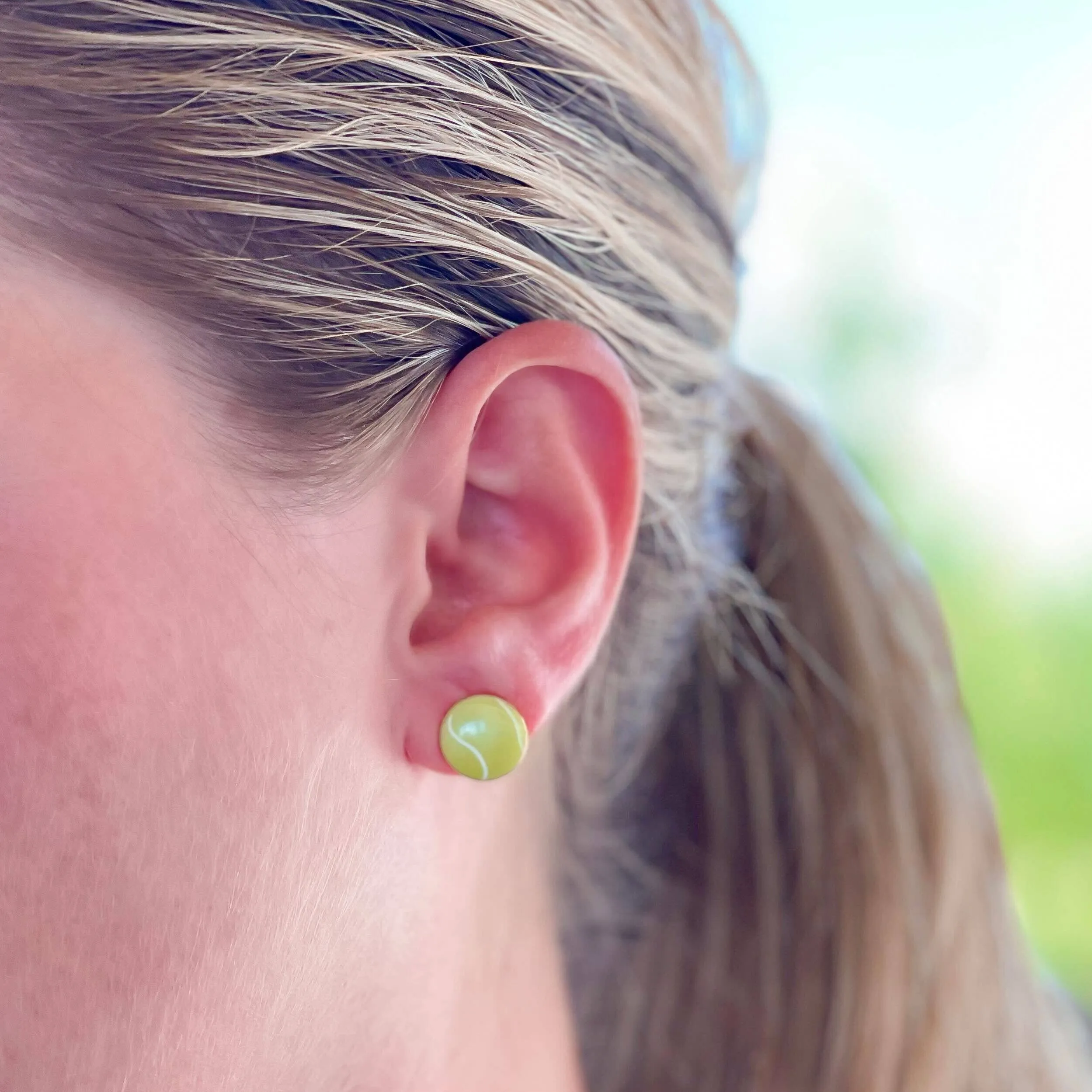 Tennis Ball Enamel Stud Earrings