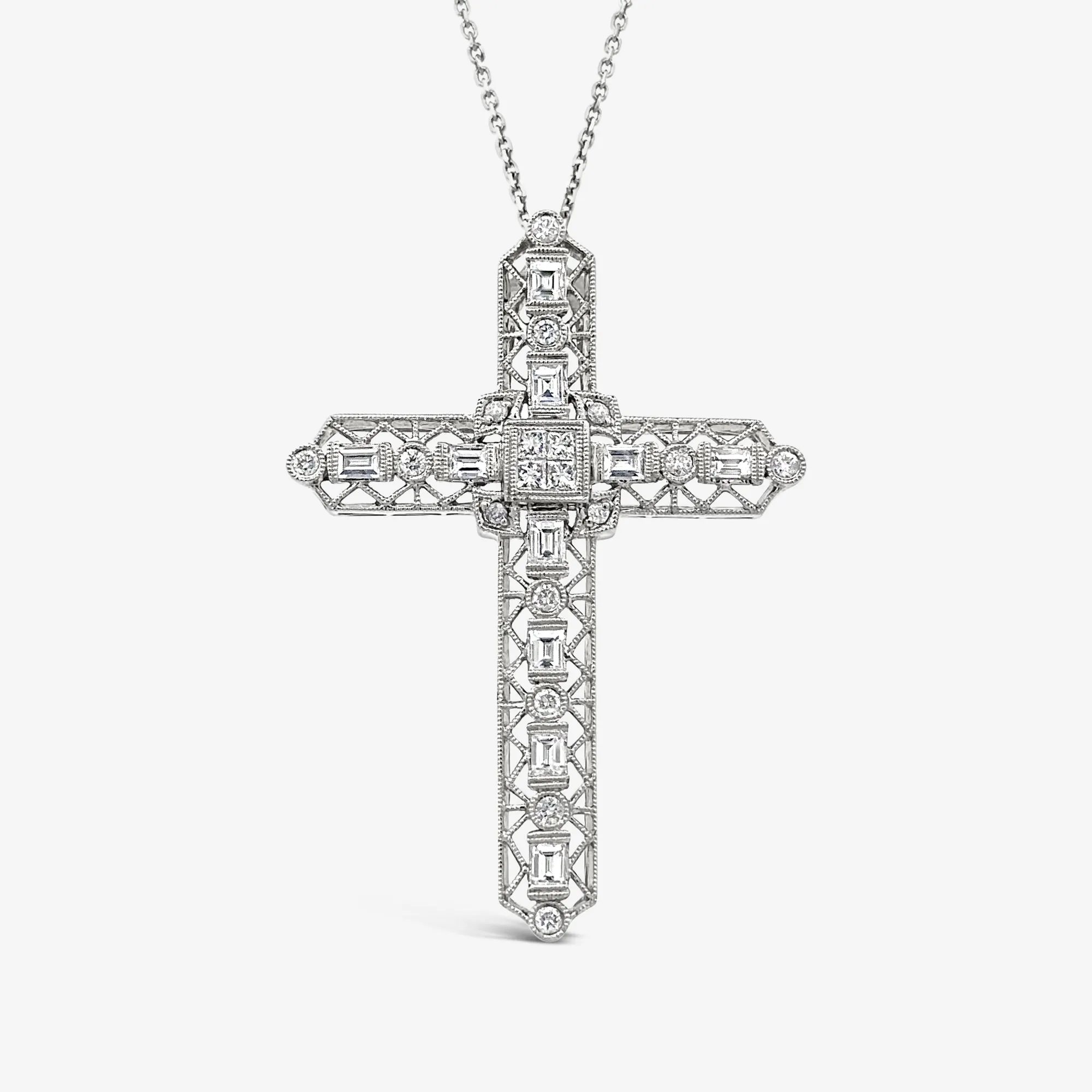 Vintage Style Diamond Cross Necklace