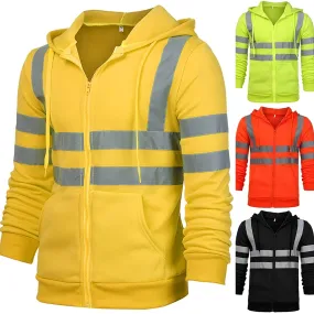 YSK HOODIE1: Men's Safety Reflective Zipper Sweatshirt